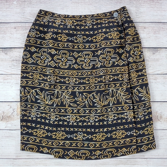Charter Club Dresses & Skirts - Charter Club wrap skirt 2 petite black and gold